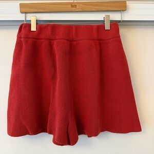 Babaa Red Knit Women Shorts No 35 in Paprika